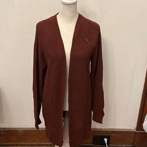 Love Ellie brown/ maroon long open cardigan Size M New